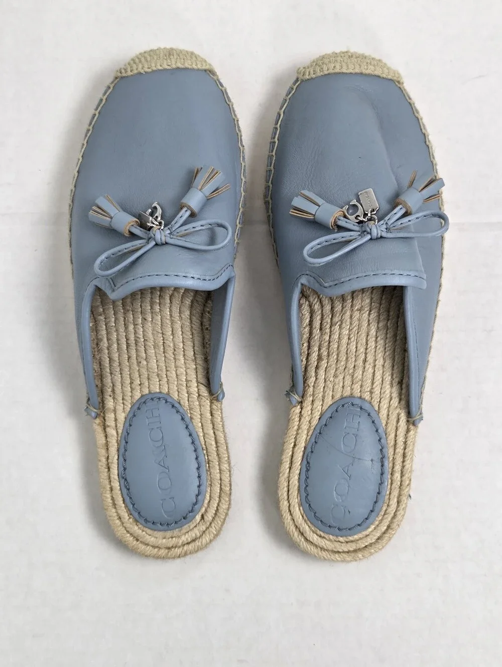 Coach CASSIDY Blue Espadrille Slip On Mules Size 6